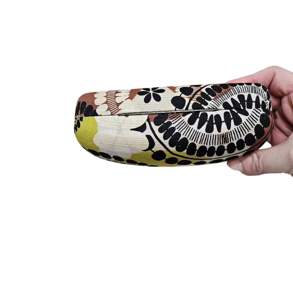 Vera Bradley Hard Eyeglass Case With Floral Pattern In Yellow Black Brown Fabric